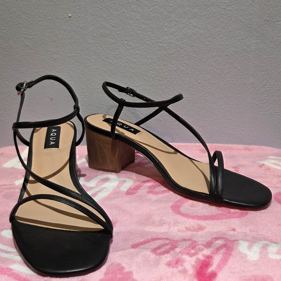 Women's Aqua Black Strappy Heel, Size 9M - Picture 2 of 8